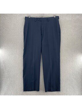 Haggar Pants Mens 38 Black Straight Leg Trousers Pockets Office Career Formal